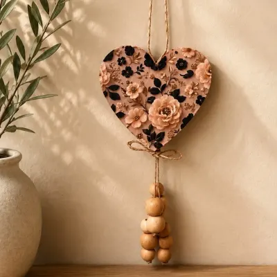 Pendebte de coração floral - artesanato de Podentrar