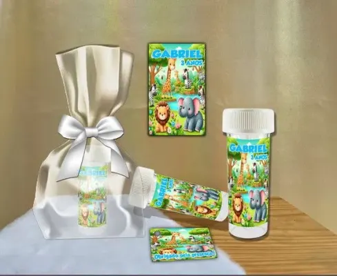 Bolha de Sabão Safari Personalizada - artesanato de Artmanha Lembrancinhas