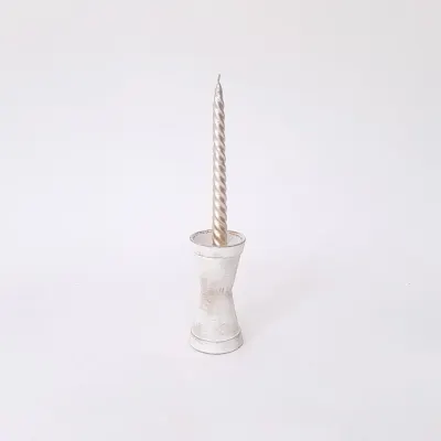 Castiçal Branco M - artesanato de Estudio Bananeira