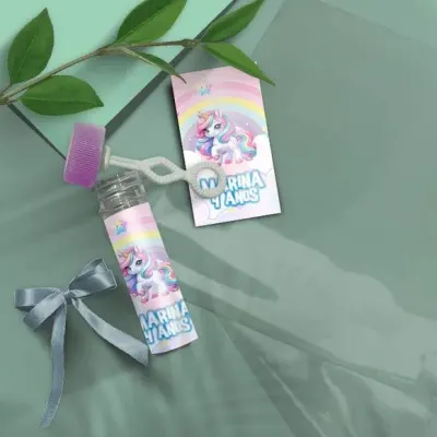 Bolha de Sabão - Unicórnio Personalizado - artesanato de Mi Papelaria Criativa
