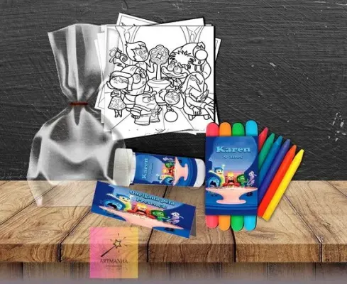 Kit Massinha + Giz + Bolha Divertidamente Personalizado - artesanato de Artmanha Lembrancinhas