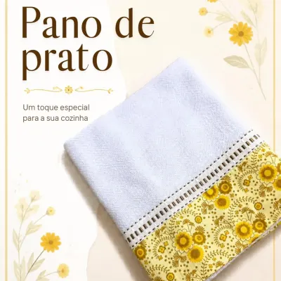 Pano de prato artesanal - com barrado de tecido 8 - artesanato de Djulik