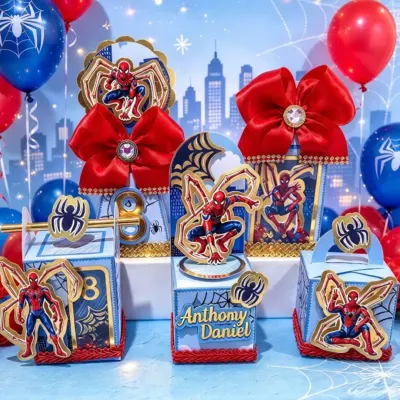 kit 20 caixinhas Personalizadas Homem-Aranha Lembrancinhas Decoração Festa infantil Papelaria Caixinha Spider-Men - artesanato de DucaParty Personalizados