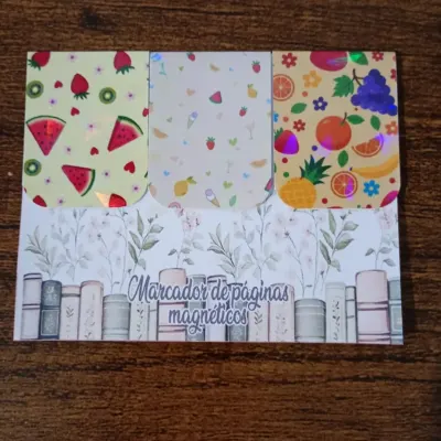 Marcador de Página Magnético Trio 4 - "Frutinhas" - artesanato de Emejhu Personalizados