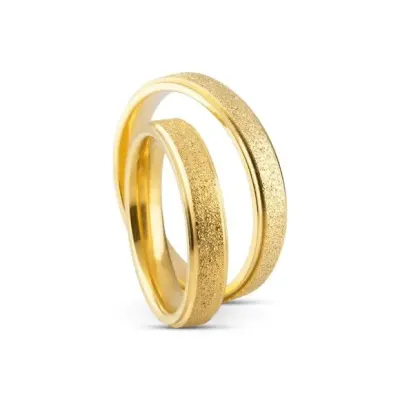 Par Alianças Noivado Tanzânia 4mm Banhada + Anel Solitário - artesanato de TM JOIAS