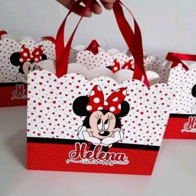 20 sacolinha personalizada Minnie vermelha