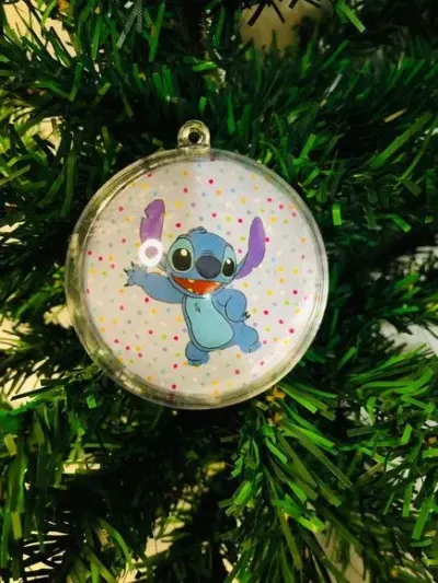 Bolinha de Natal Stitch 2 - artesanato de Fina Essência Papelaria Personalizada