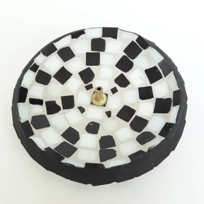 Porta Incenso Mosaico Preto e Branco - artesanato de Estudio Bananeira