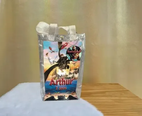 Sacola Transparente Como Treinar o Seu Dragão Personalizado - artesanato de Artmanha Lembrancinhas