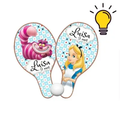 Raquete Ping Pong Alice no Pais das Mara Personalizada - artesanato de Mi Papelaria Criativa