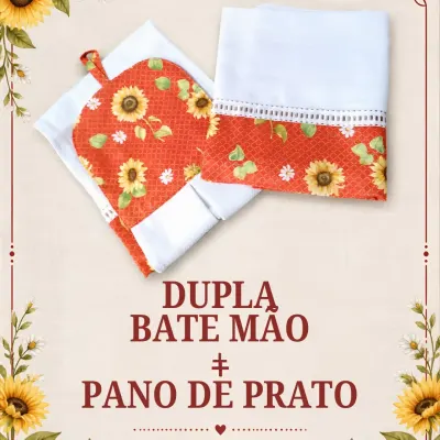Kit 2 peças - Pano de prato e bate mão 1 - artesanato de Djulik