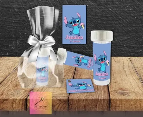 Bolha de Sabão Stitch Personalizada - artesanato de Artmanha Lembrancinhas
