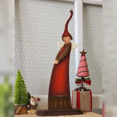 Anjo Natal de Bancada G - artesanato de Flor Seca Casa e Ambiente