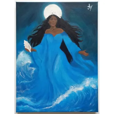 Iemanjá - Rainha do Mar - Tela pintada a mão com muito axé - artesanato de Entre Nós ST