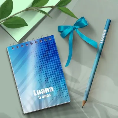 Bloco Anotações - Azul Personalizado - artesanato de Mi Papelaria Criativa
