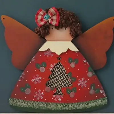 Quadro decorativo Anjinha Natal - artesanato de Flor Seca Casa e Ambiente