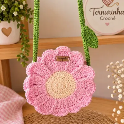 Bolsa de crochê Flor infantil - artesanato de Ternurinha Crochê