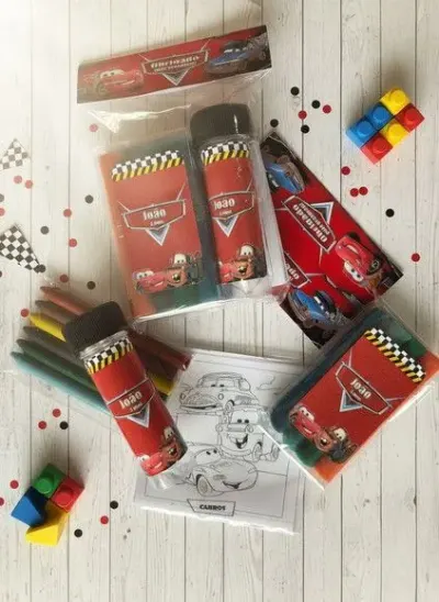 Kit Massinha + Giz + Bolha - Carros Disney Personalizado - artesanato de Mi Papelaria Criativa