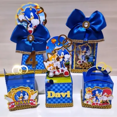 kit 20 caixinhas Personalizadas Sonic Lembrancinhas Decoração Festa infantil Papelaria Caixinha Sonic