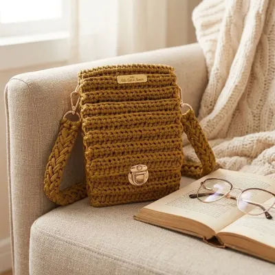 Bolsa porta celular fio nylon - artesanato de @atelieartecoreamor