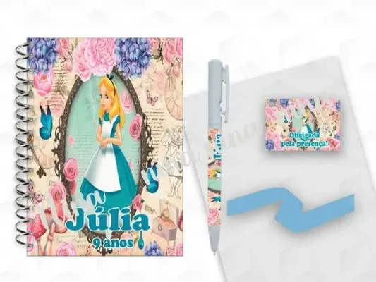 Bloquinho Grande com Caneta Alice Personalizada - artesanato de creativitybynina
