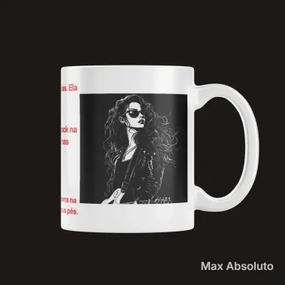 Caneca Estampa Rock Mulher de Óculos 325ml - artesanato de Max Absoluto