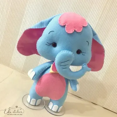 Elefante Safári Baby em Feltro 26cm - artesanato de edeatelier