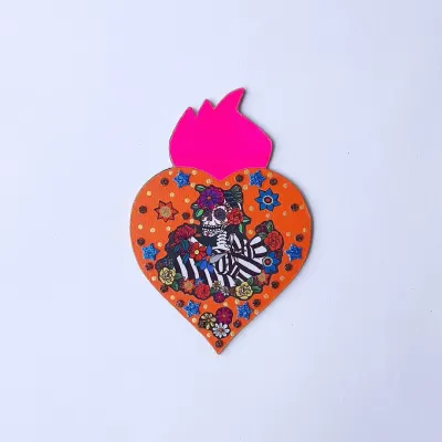 Enfeite de Parede Catrina Laranja - artesanato de Estudio Bananeira