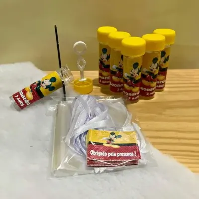 Bolha de Sabão Mickey Personalizada - artesanato de Artmanha Lembrancinhas
