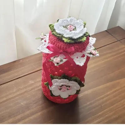 Capa para Potes 500 Grs em Crochê Tulipa - artesanato de Mari Crochê feito com carinho!