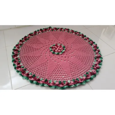 Tapete Redondo em Crochê Flor Gisele - artesanato de Mari Crochê feito com carinho!