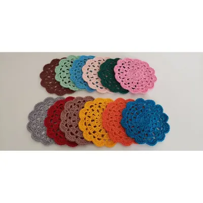 Descanso de Copos em Crochê Coloridos -12 Unidades - artesanato de Mari Crochê feito com carinho!