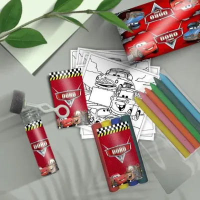 Kit Massinha + Giz + Bolha - Carros Disney Personalizado - artesanato de Mi Papelaria Criativa