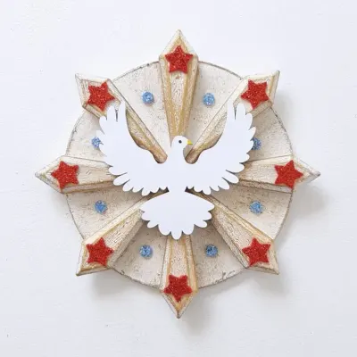 Divino Estrela Vermelha - artesanato de Estudio Bananeira