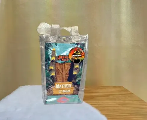 Sacola Transparente Jurassic Park Personalizado - artesanato de Artmanha Lembrancinhas