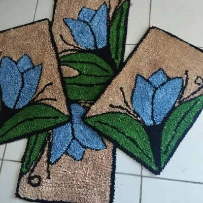 jogo de cozinha frufru - artesanato de Sandra Mara artes e artesanatos