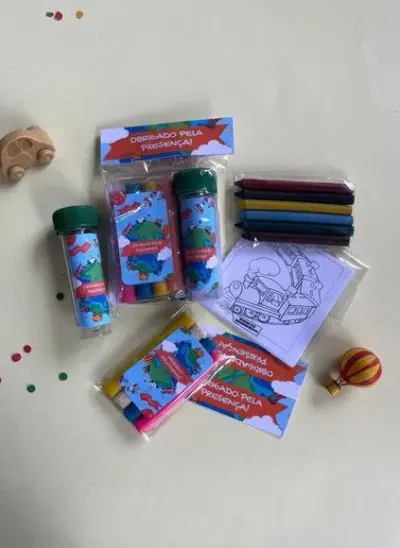 Kit Massinha + Giz + Bolha - Volta ao Mundo Personalizado - artesanato de Mi Papelaria Criativa
