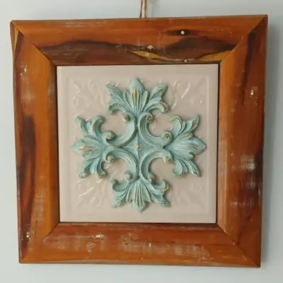 Quadro Decorativo Rústico - Arabesco e Cedro - artesanato de Flor Seca Casa e Ambiente