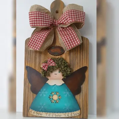 Tábua Decoração Anjo Natal - artesanato de Flor Seca Casa e Ambiente