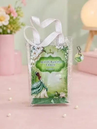 Sacola Transparente Tiana Personalizado - artesanato de Artmanha Lembrancinhas
