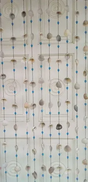 Cortina Artesanal em Conchas Naturais 1,80x80 Seria do Mar - artesanato de ilha arte mar