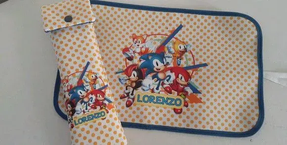 Jogo americano e porta talher Sonic - artesanato de Innovare Studio