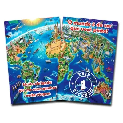 Lembrancinha Volta ao Mundo Revista Colorir 14x10 - artesanato de PAPCRIE