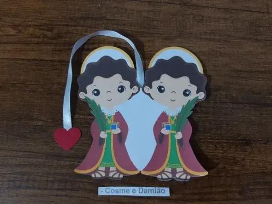 Marcador de Página 10 cm - São Cosme e São Damião - artesanato de Emejhu Personalizados