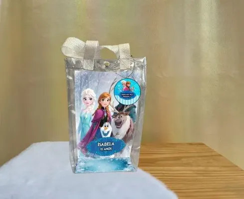 Sacola Transparente Frozen Personalizado - artesanato de Artmanha Lembrancinhas
