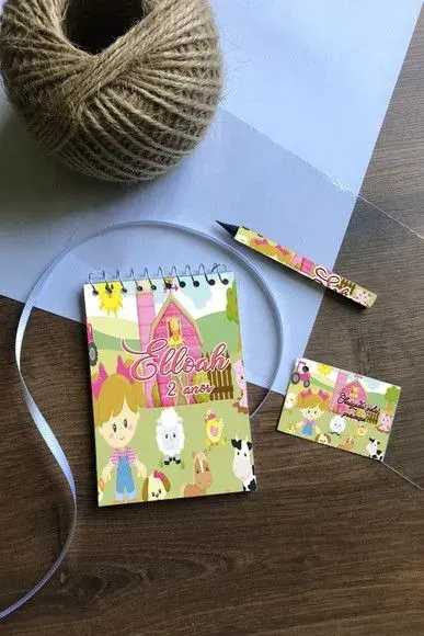 Bloquinho Fazendinha Personalizado - artesanato de Mi Papelaria Criativa