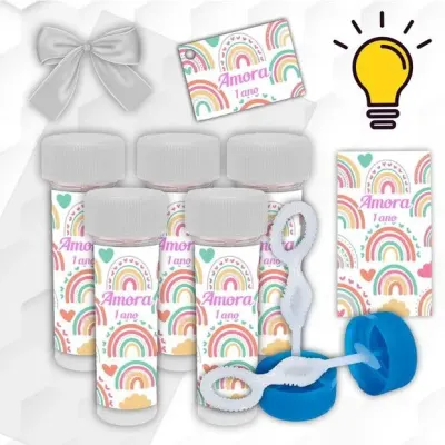 Bolinha de Sabão Arco Íris Personalizada - artesanato de Mi Papelaria Criativa