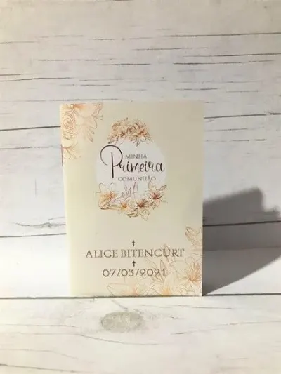 Mini livro de orações para comunhão 7x10 - artesanato de Fina Essência Papelaria Personalizada