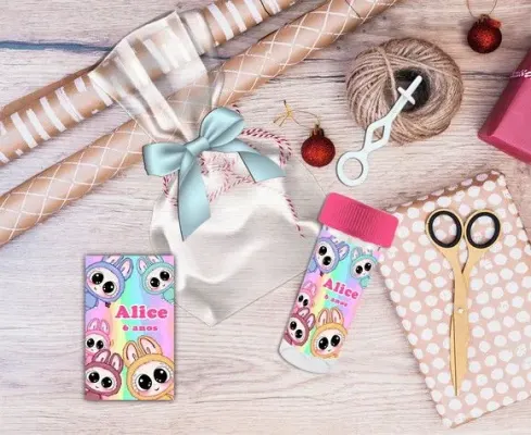 Bolha de Sabão Labubu Personalizada - artesanato de Artmanha Lembrancinhas