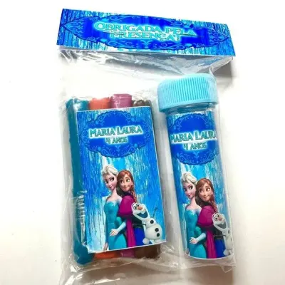Kit Massinha + Bolha Frozen Personalizado - artesanato de Mi Papelaria Criativa